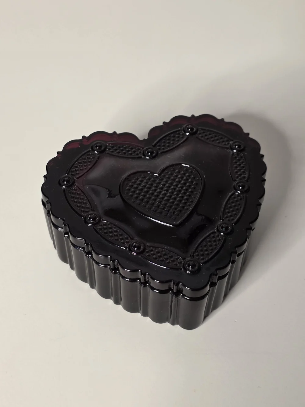Vintage Avon Heart-Shaped Glass Trinket Box